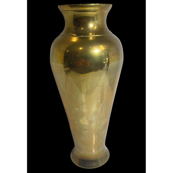 Solid Brass Vase 12 Inch Tall Vintage Indian Decorative Piece - Picture 2 of 6